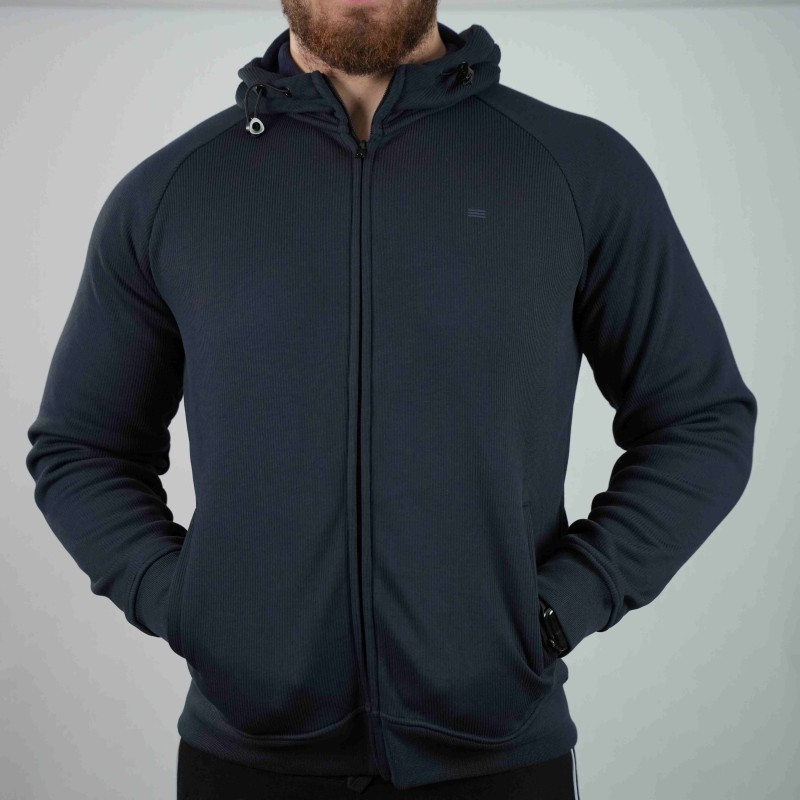 zip sweater blue di rossi with hood