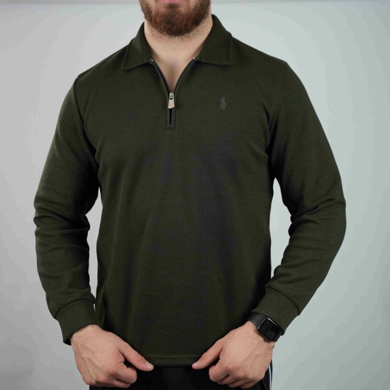 half zipper green sweater polo ralph lauren cotton