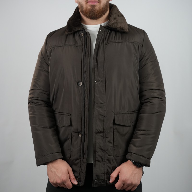 jacket brown hi men fur collar 777