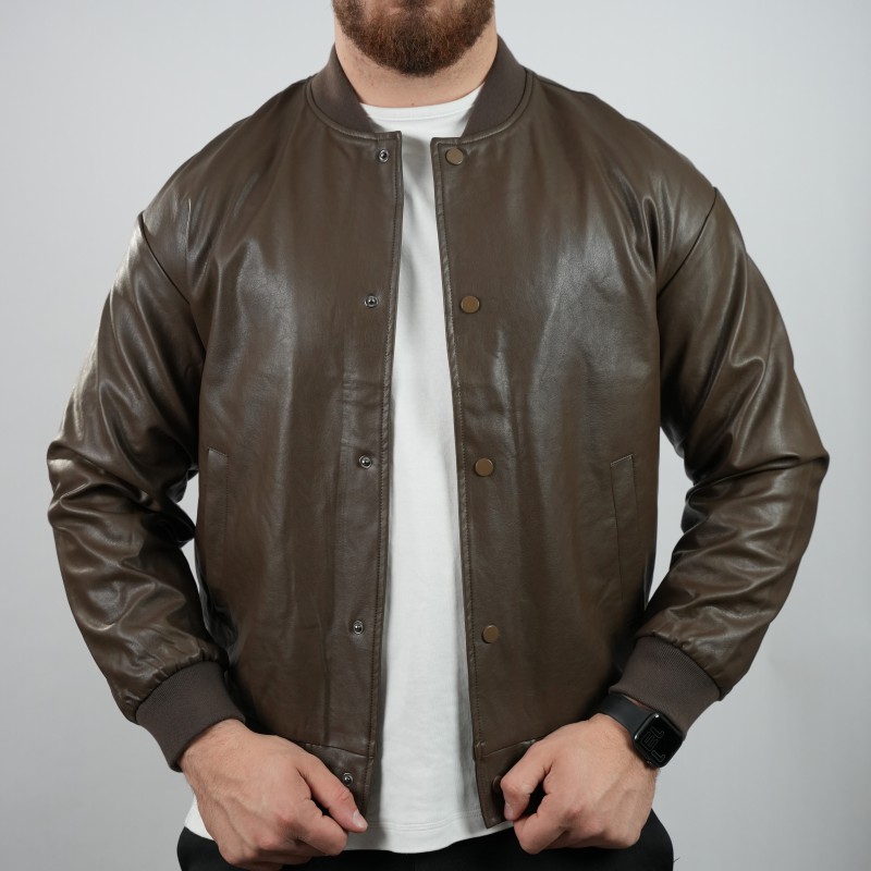 jacket brown leather cabbage jk25