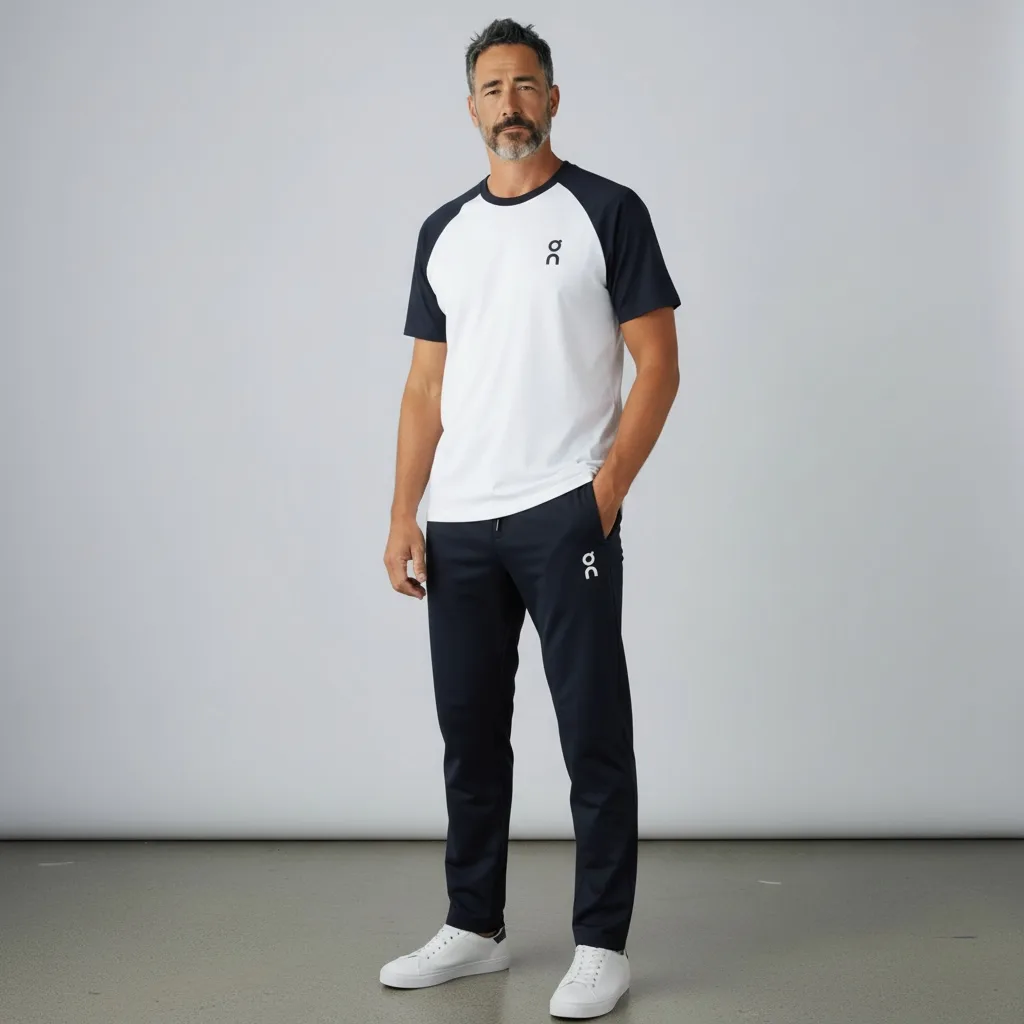 oncloud set white navy t-shirt + pant