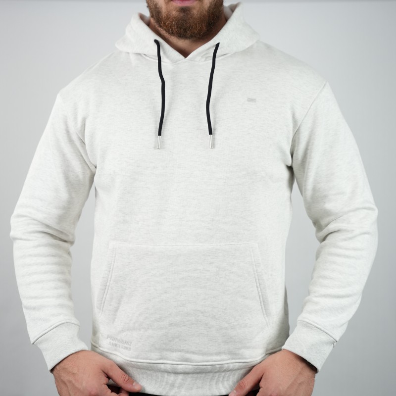 hoodie white with grey di rossi woolen towel inside