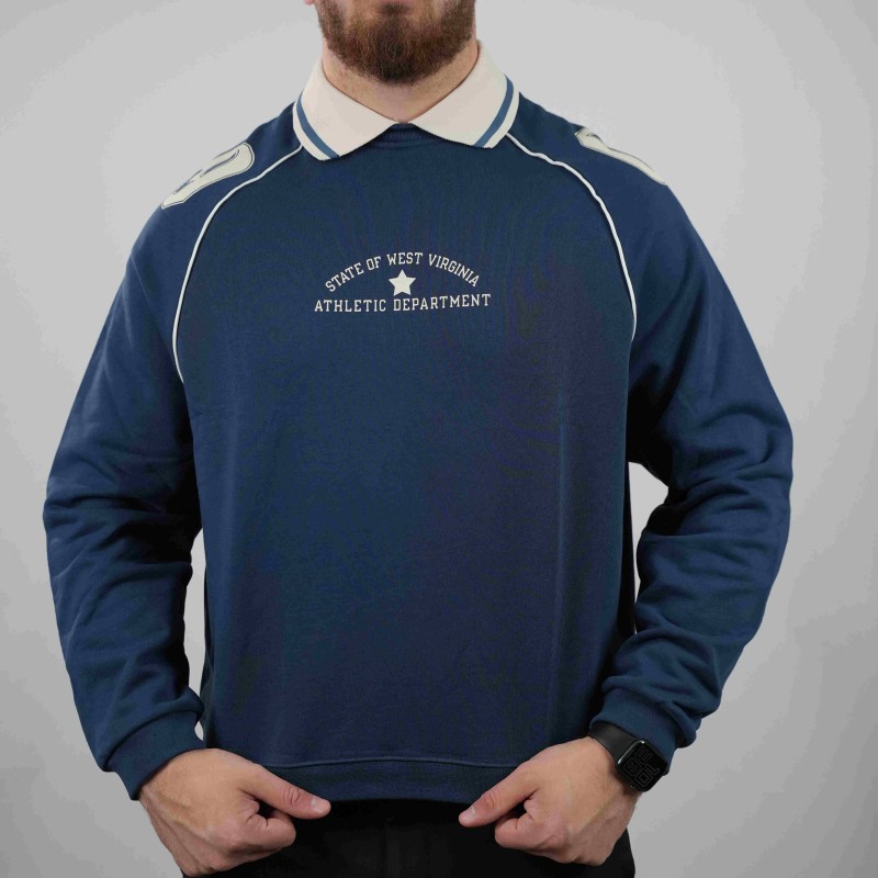 polo blue beige oversize modern cotton