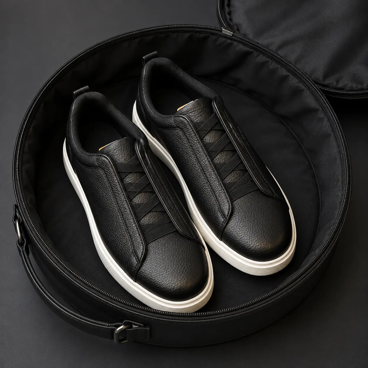 black desai zegna shoes leather