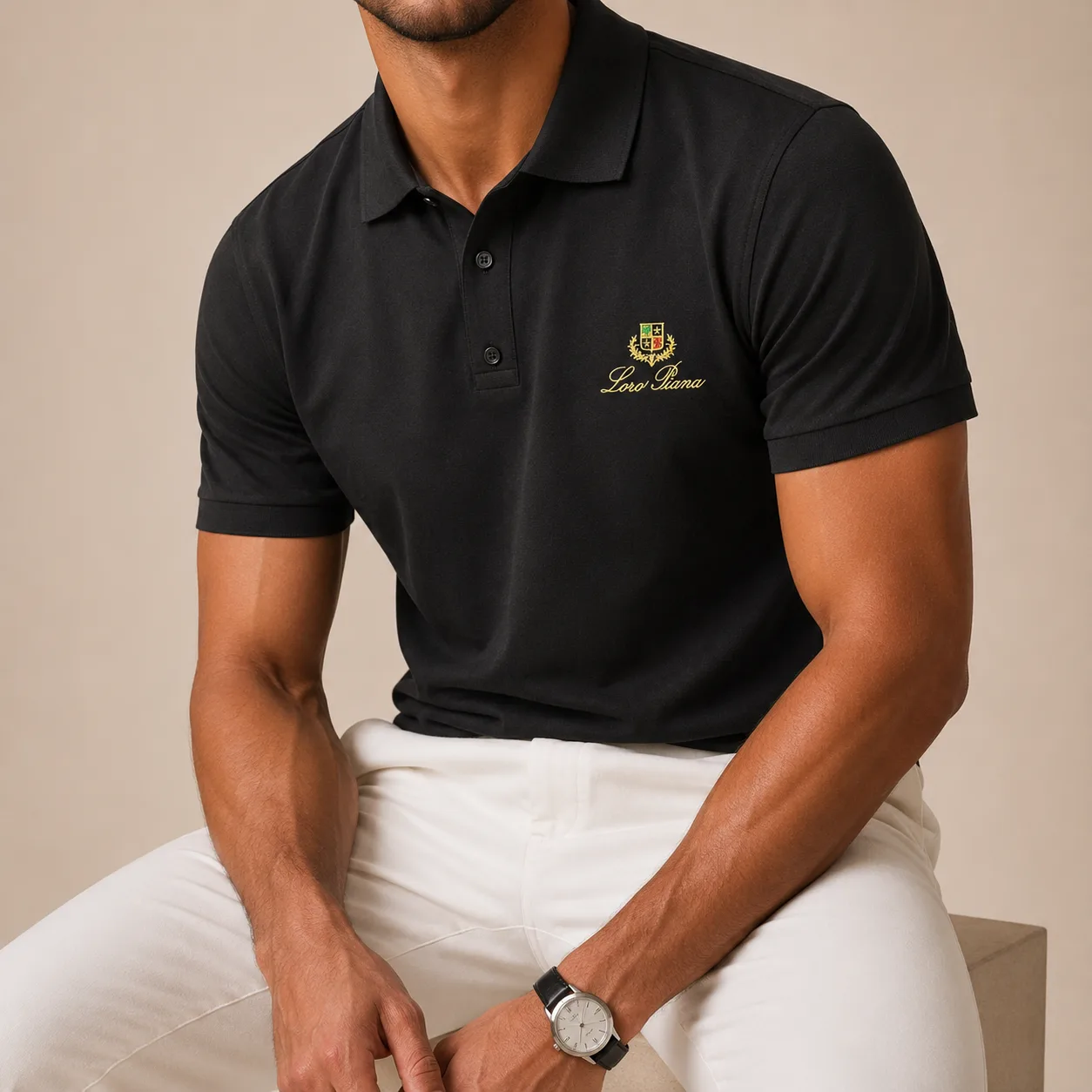 Black Loro Piana Polo T-Shirt