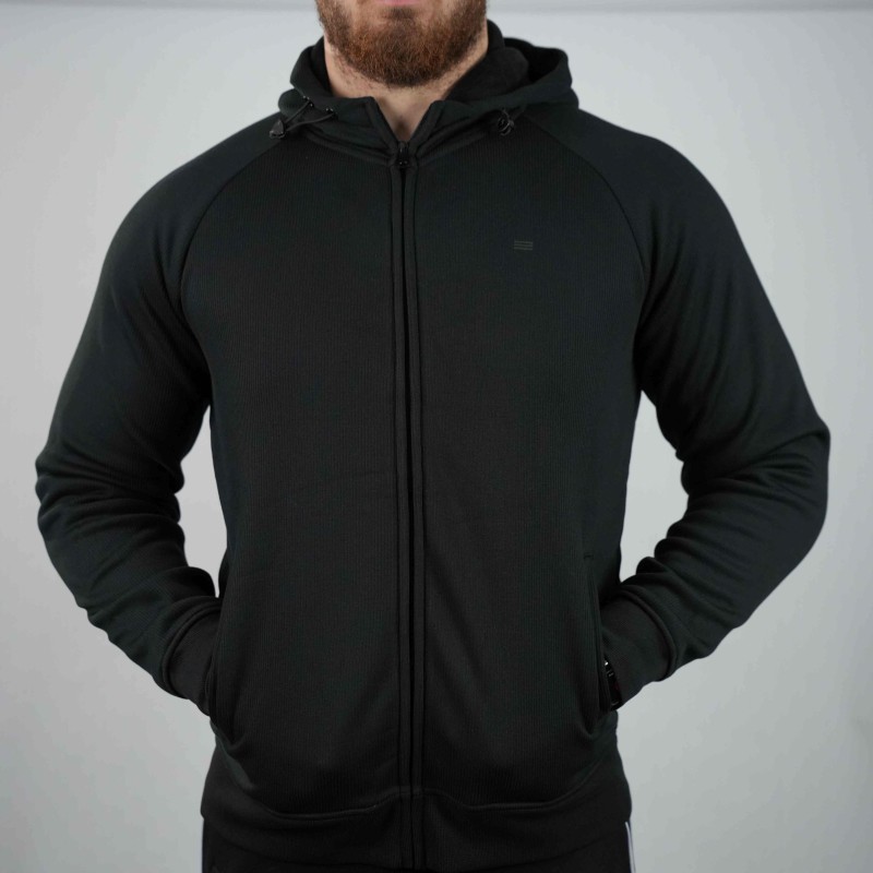 zip sweater black di rossi with hood