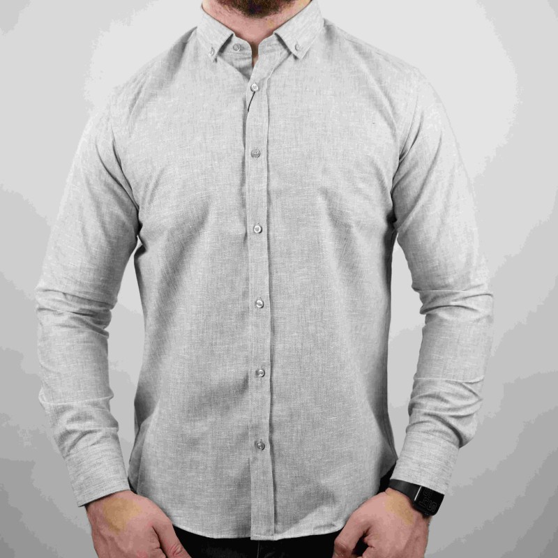 shirt light grey linen di rossi