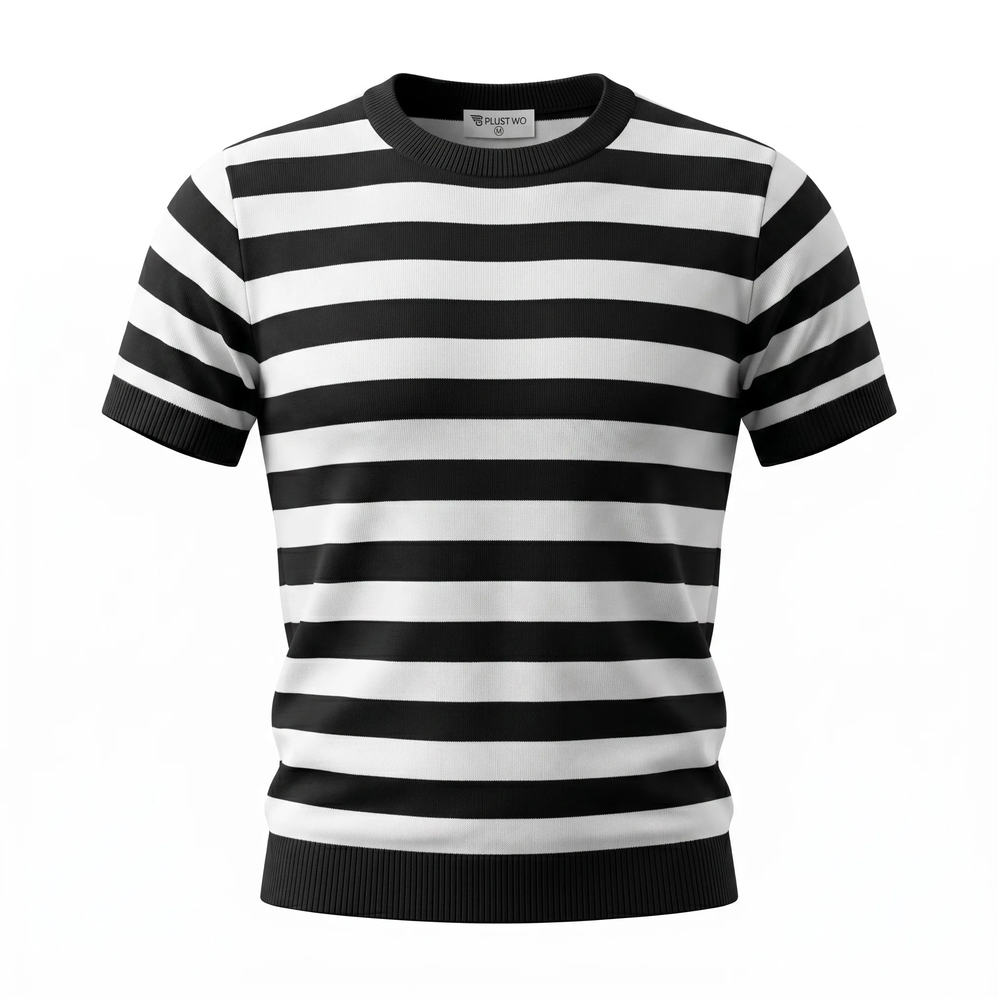 Marseillaise Striped Knit T-Shirt Black and White