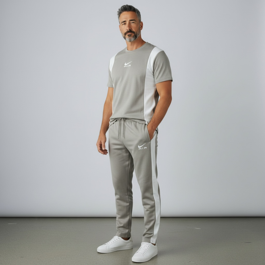 Nike air grey white set 2026 t-shirt + pant