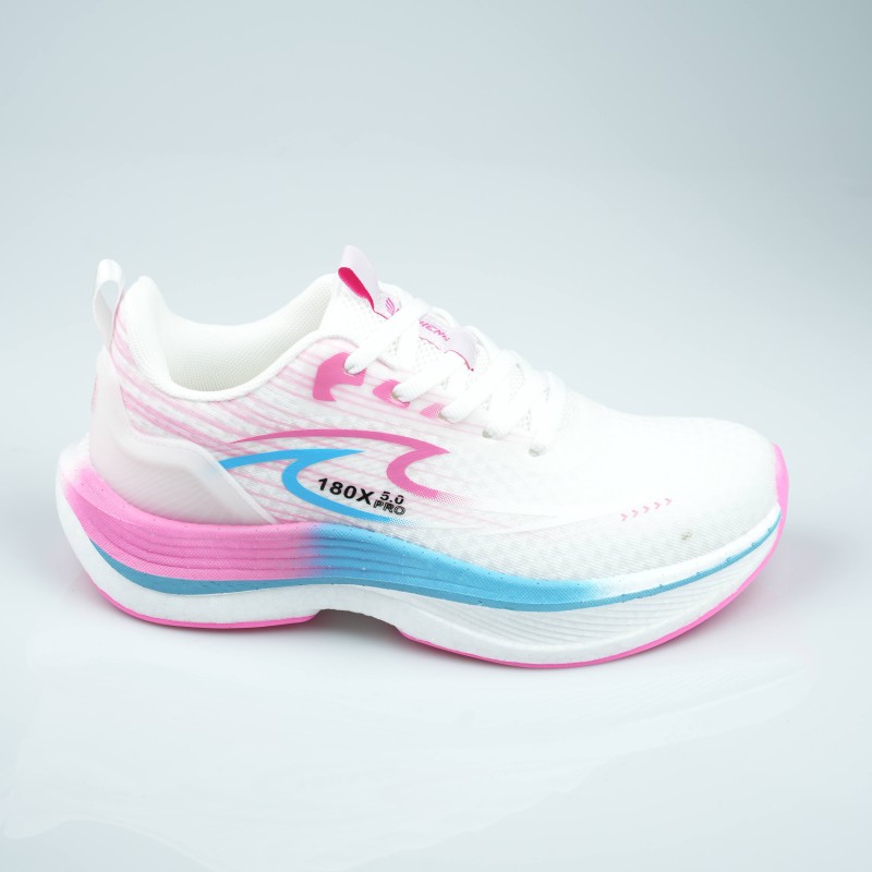 running shoes white pink blue