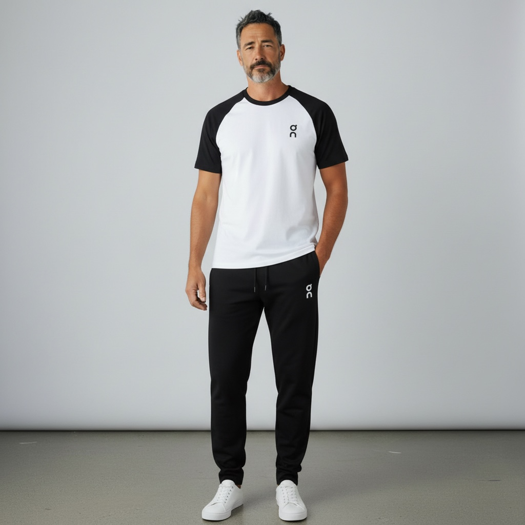 oncloud set white black t-shirt + pant