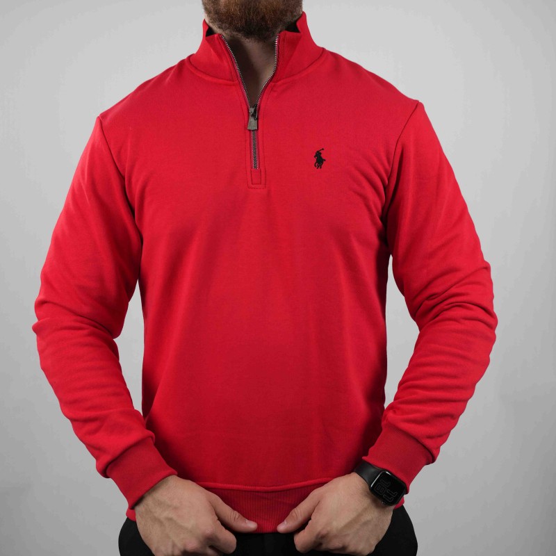 half zipper red polo ralph lauren cotton