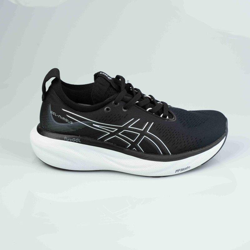 asics black white pure gel