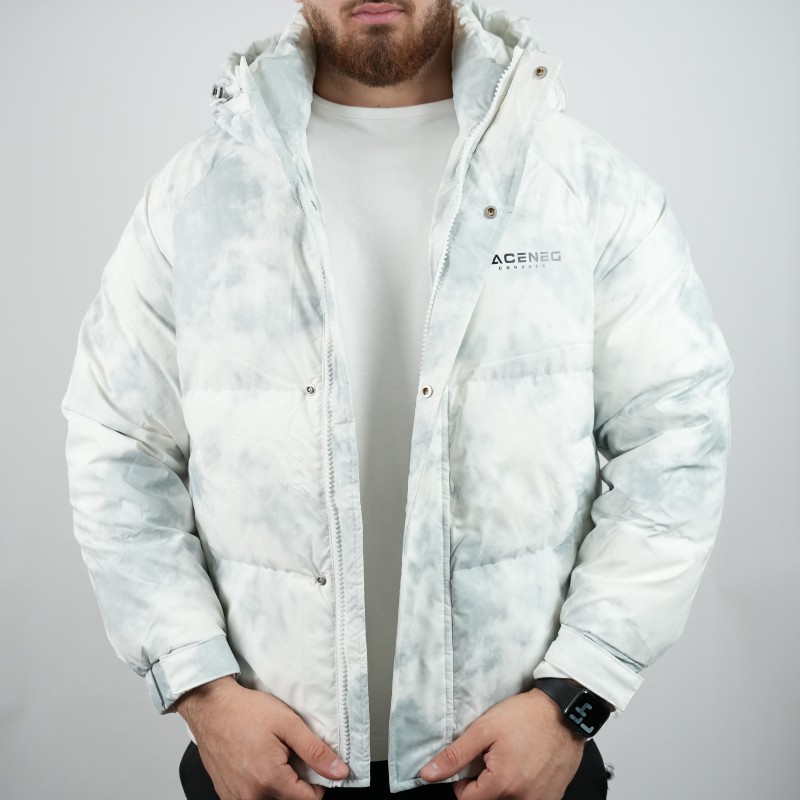 jacket white blue puff waterproof