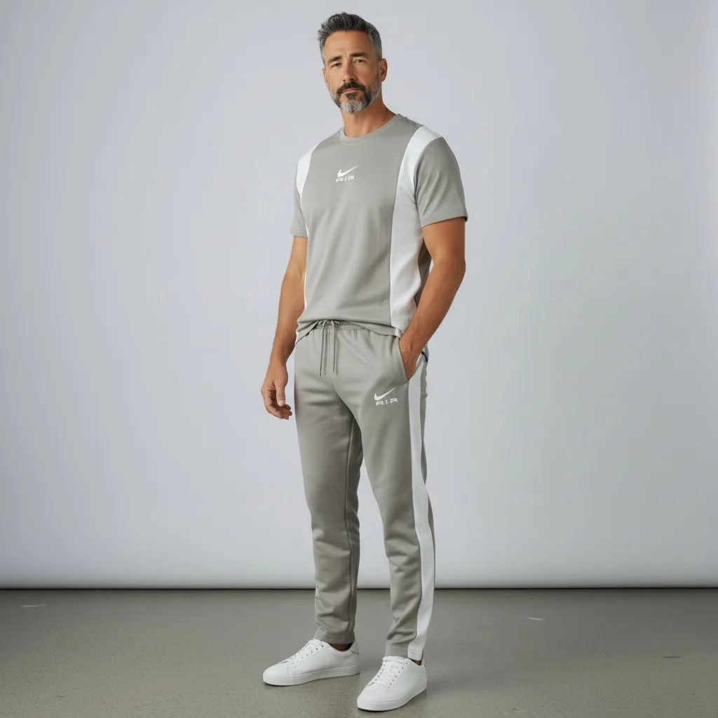 Nike air grey white set 2026 t-shirt + pant
