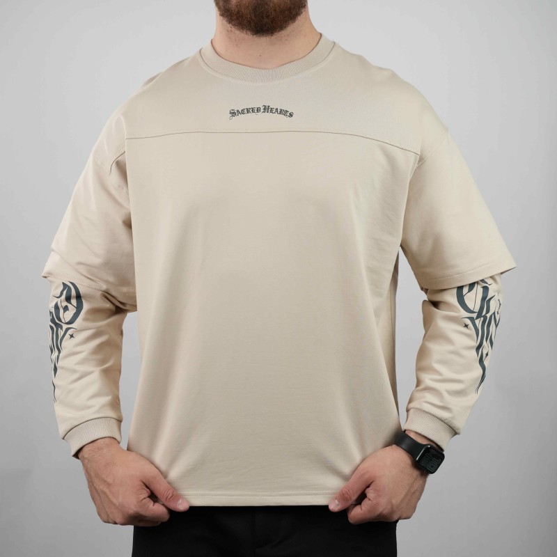 t-shirt beige oversize sacred jacey cotton thin