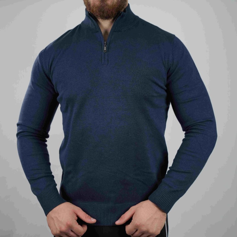 half zipper blue sweater dirossi soft wool